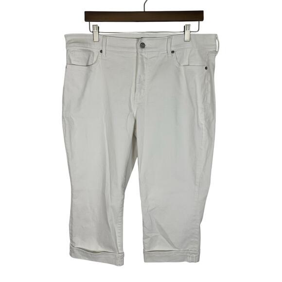 NYDJ Women's 16P Marilyn‎ Straight Cool Embrace Optic White Crop Jeans Cuff Hem - Picture 1 of 7